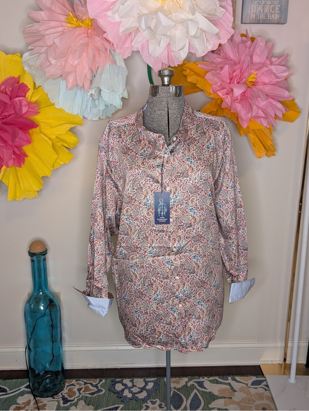 2130 - Chaps Women's No Iron Slimming Fit Button-Up Shirt, Size Medium